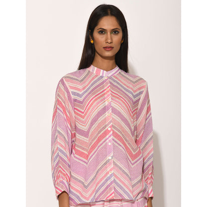 Swati Vijaivargie Dots Pink Chevron Shirt