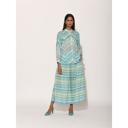 Swati Vijaivargie Turquoise Dots Turquoise Chevron Shirt