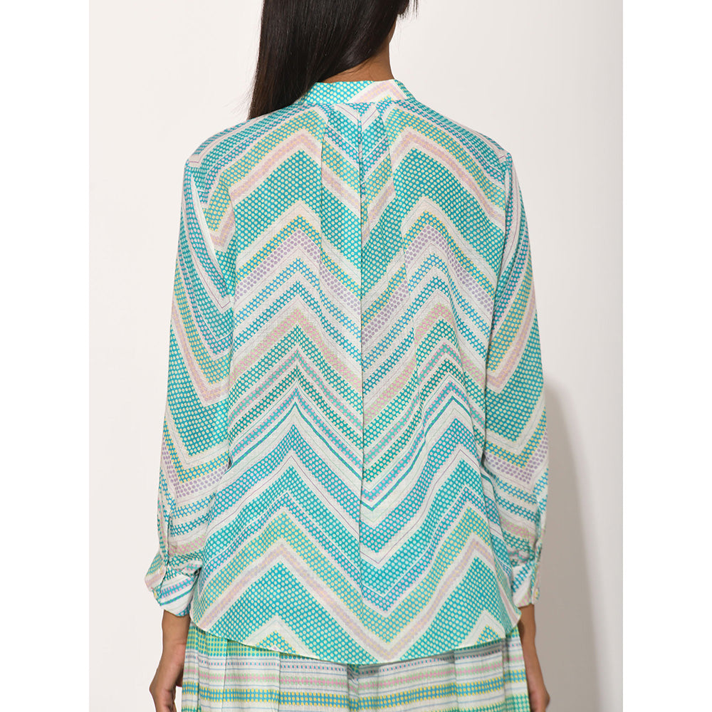 Swati Vijaivargie Turquoise Dots Turquoise Chevron Shirt