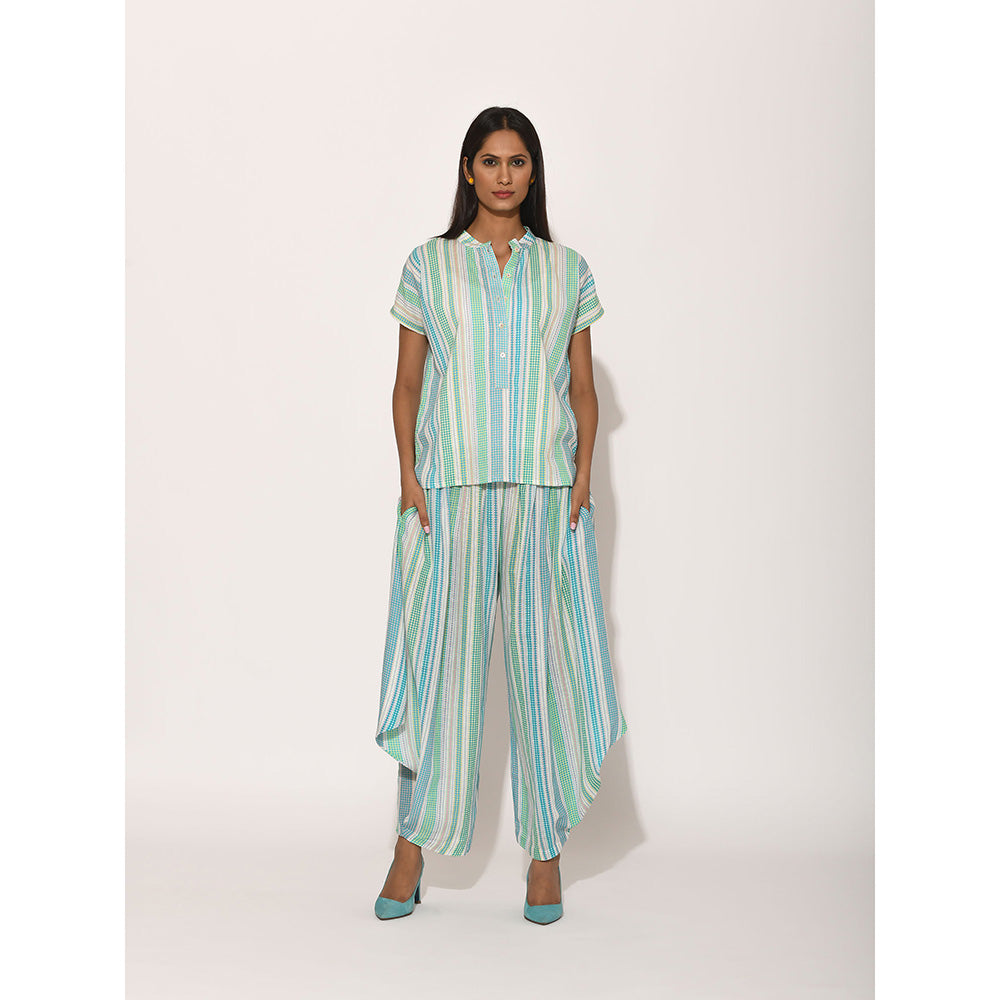 Swati Vijaivargie Dots Turquoise Striped Top