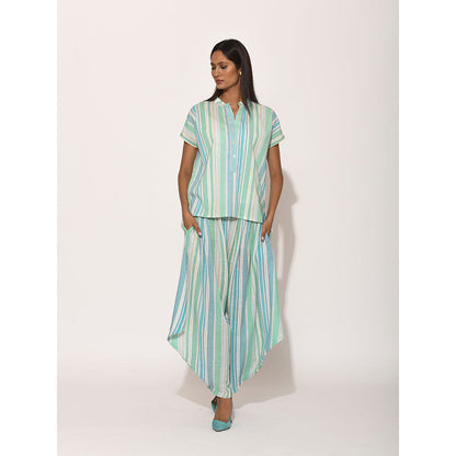 Swati Vijaivargie Dots Turquoise Striped Top