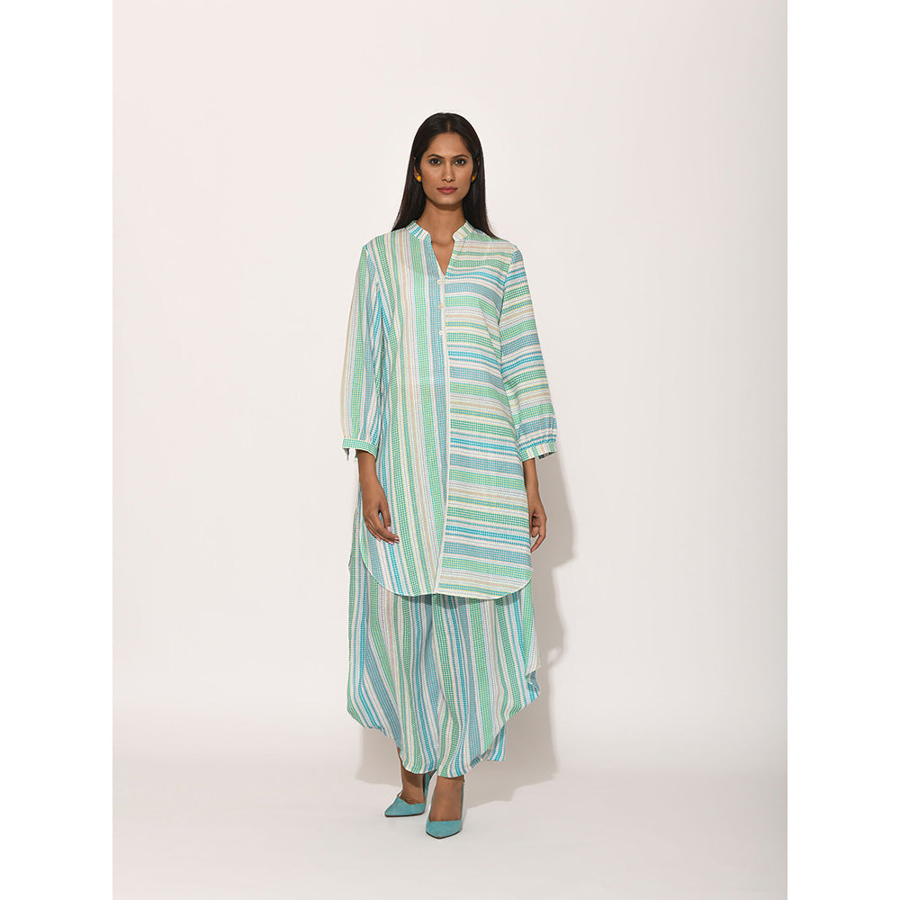 Swati Vijaivargie Dots Turquoise Striped Top