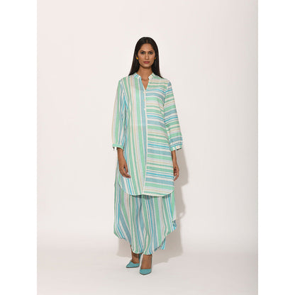 Swati Vijaivargie Dots Turquoise Striped Top