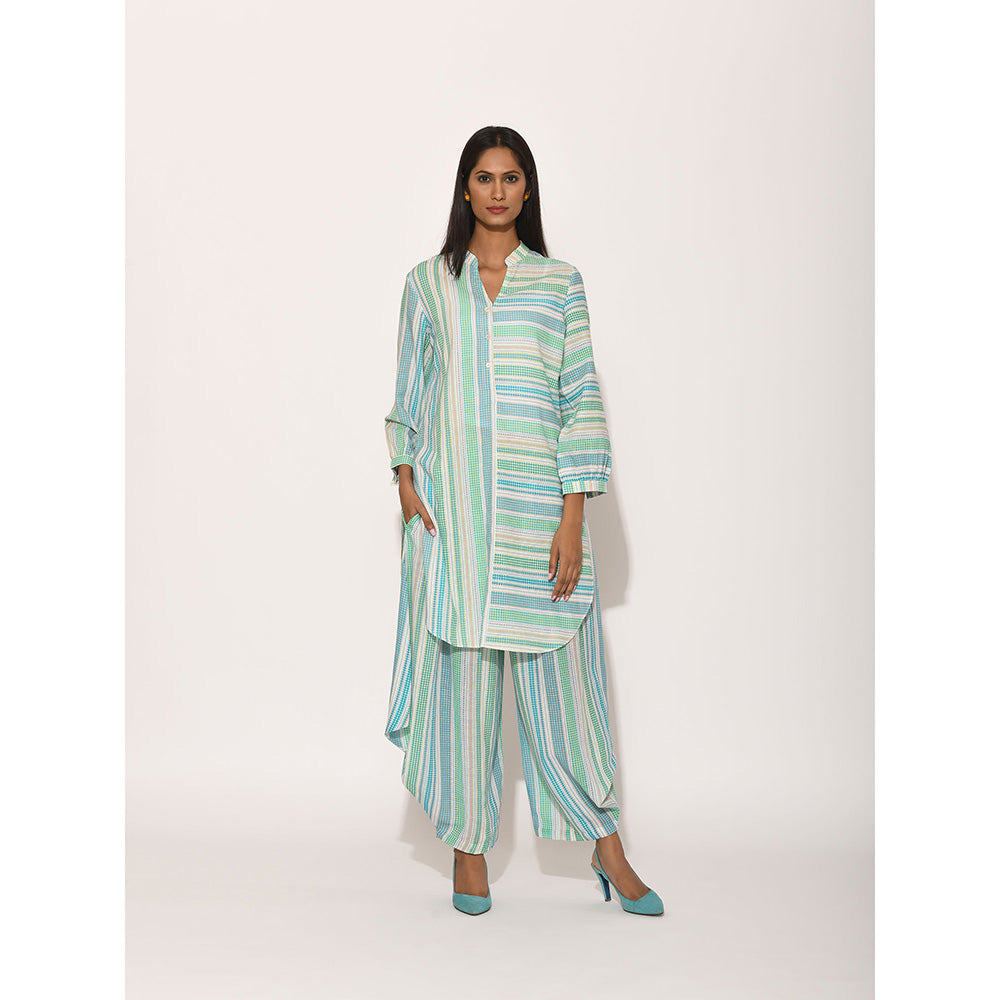 Swati Vijaivargie Dots Turquoise Striped Top