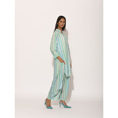 Swati Vijaivargie Dots Turquoise Striped Top