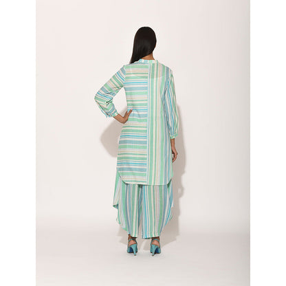Swati Vijaivargie Dots Turquoise Striped Top