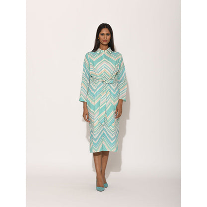 Swati Vijaivargie Dots Turquoise Chevron Dress