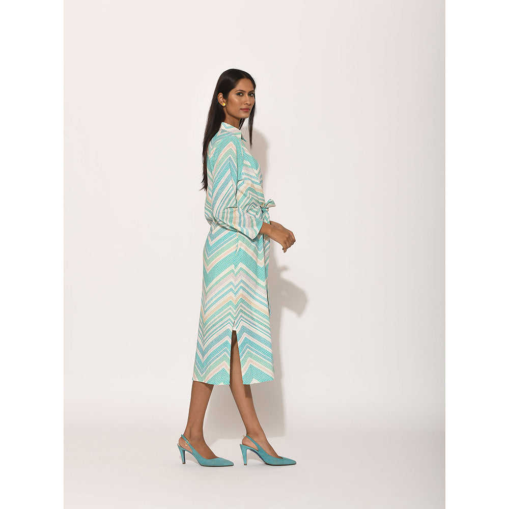 Swati Vijaivargie Dots Turquoise Chevron Dress