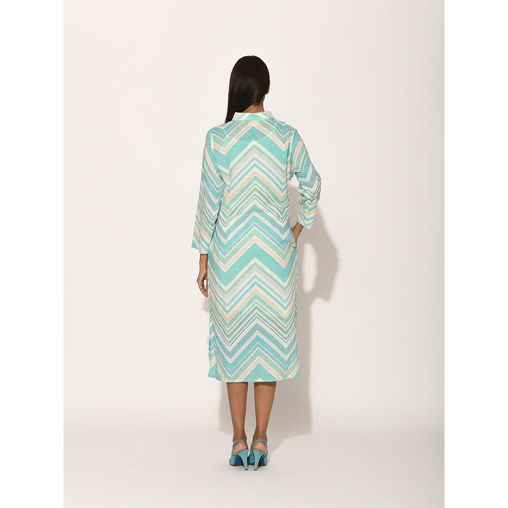 Swati Vijaivargie Dots Turquoise Chevron Dress
