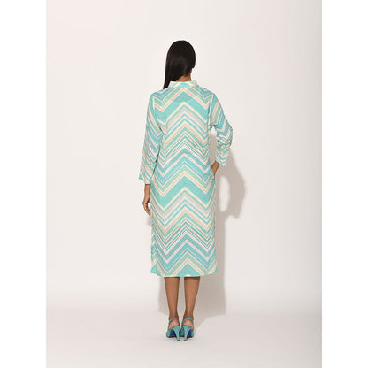 Swati Vijaivargie Dots Turquoise Chevron Dress