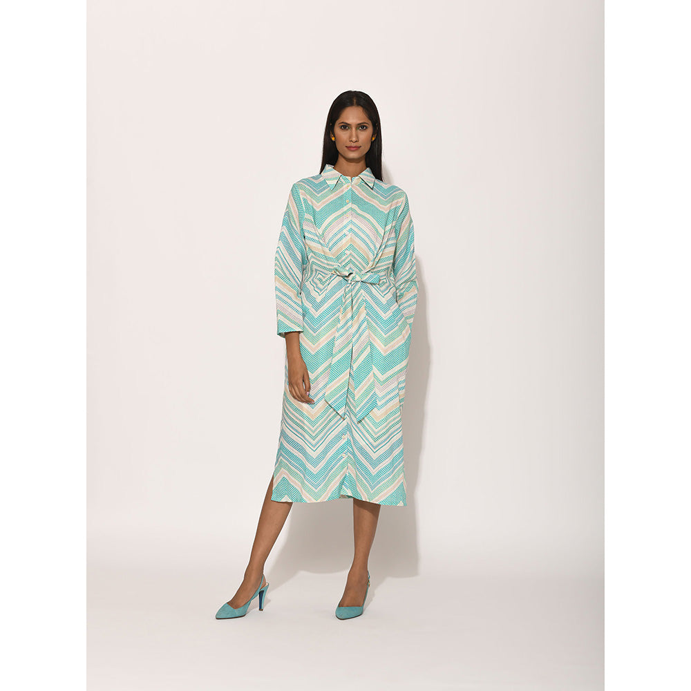 Swati Vijaivargie Dots Turquoise Chevron Dress