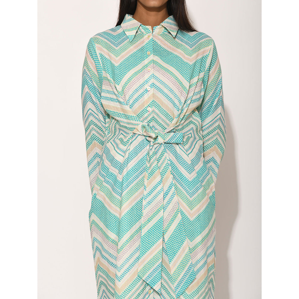 Swati Vijaivargie Dots Turquoise Chevron Dress