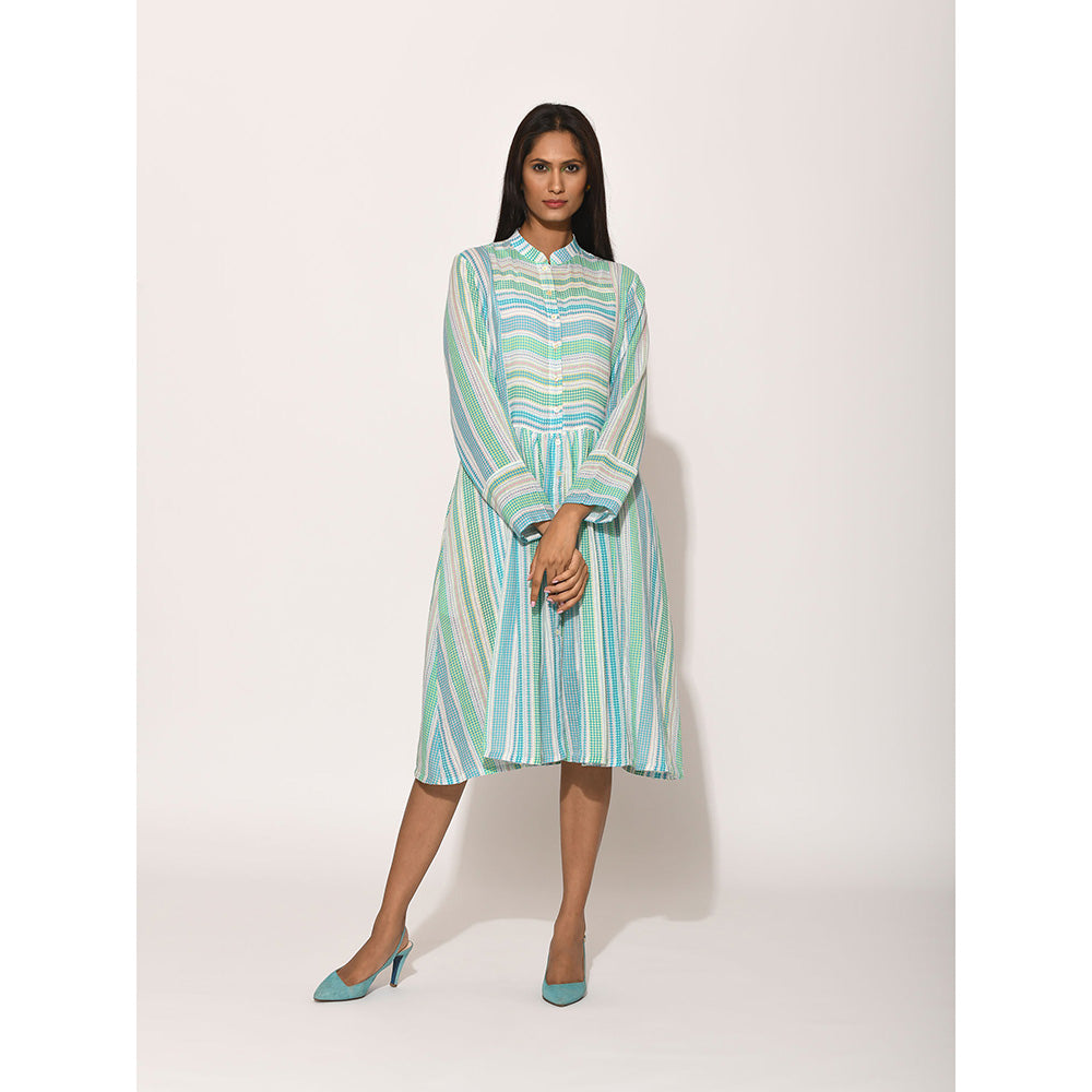 Swati Vijaivargie Dots Turquoise Striped Dress