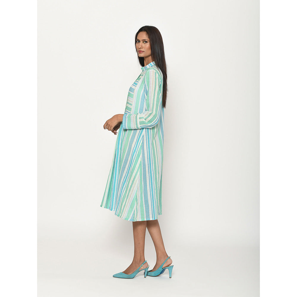 Swati Vijaivargie Dots Turquoise Striped Dress