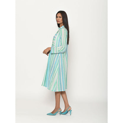 Swati Vijaivargie Dots Turquoise Striped Dress