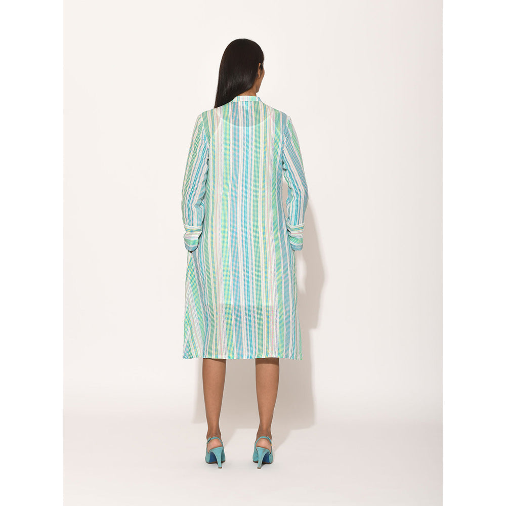 Swati Vijaivargie Dots Turquoise Striped Dress