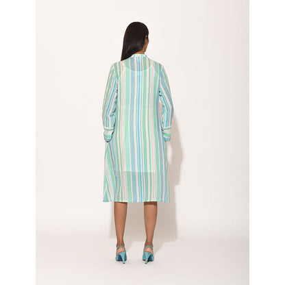 Swati Vijaivargie Dots Turquoise Striped Dress