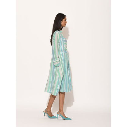 Swati Vijaivargie Dots Turquoise Striped Dress
