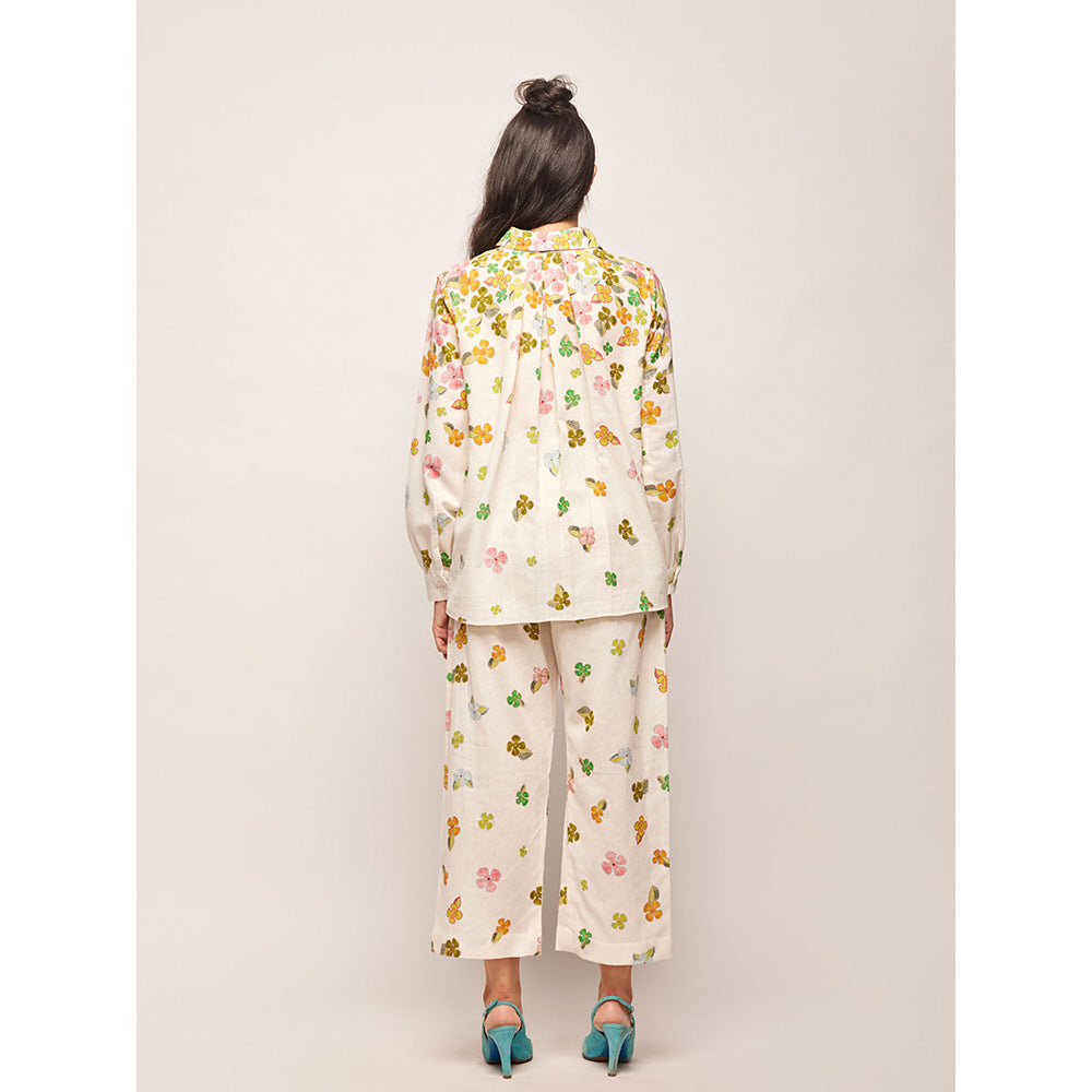 Swati Vijaivargie White Fleur Descending Flowers Shirt