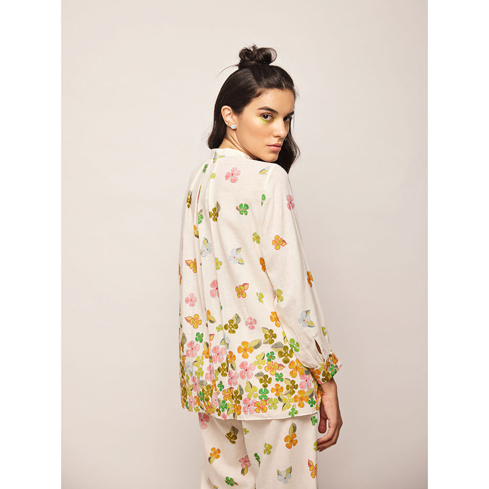 Swati Vijaivargie White Fleur Ascending Flowers Shirt