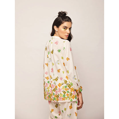 Swati Vijaivargie White Fleur Ascending Flowers Shirt