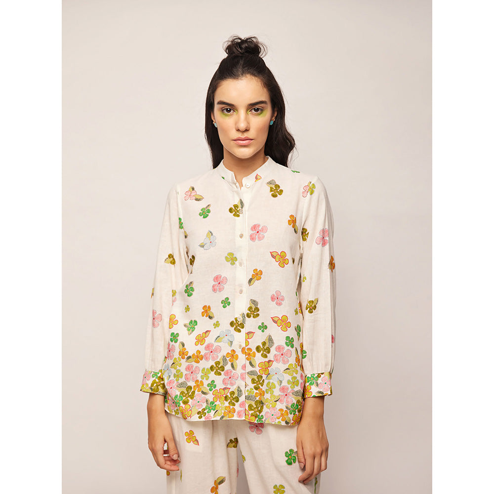 Swati Vijaivargie White Fleur Ascending Flowers Shirt