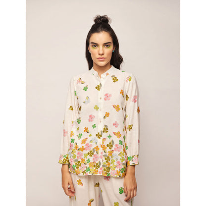 Swati Vijaivargie White Fleur Ascending Flowers Shirt