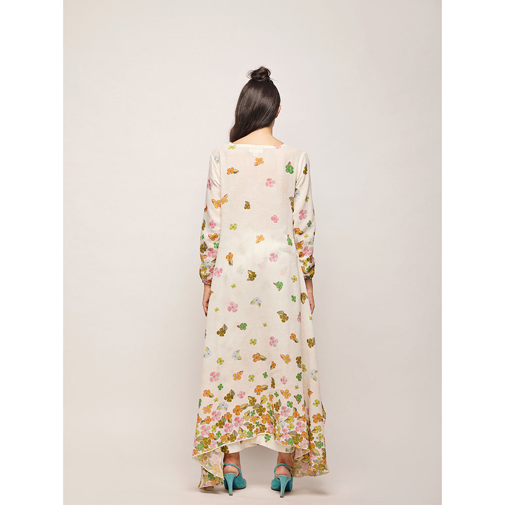 Swati Vijaivargie White Fleur High-Low Hem Top