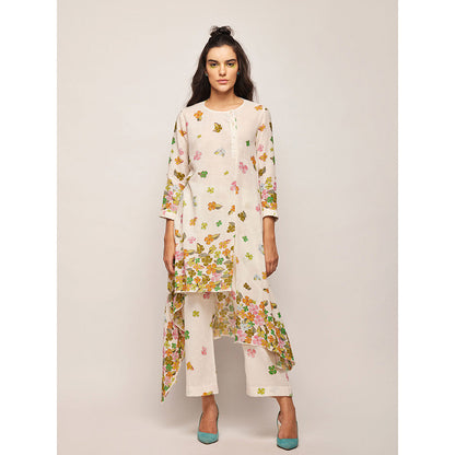 Swati Vijaivargie White Fleur Asymmetrical Top