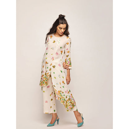Swati Vijaivargie White Fleur Asymmetrical Top