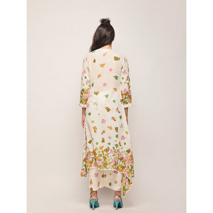 Swati Vijaivargie White Fleur Asymmetrical Top