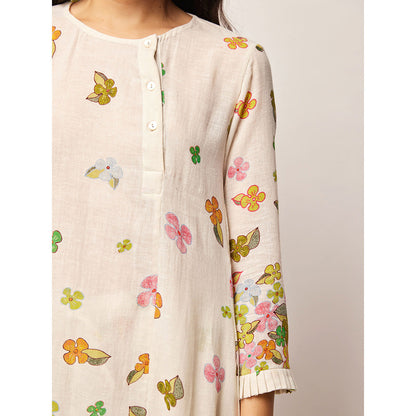 Swati Vijaivargie White Fleur Asymmetrical Top