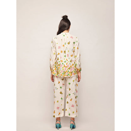 Swati Vijaivargie White Fleur Floral Pants