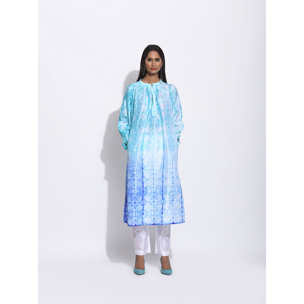 Swati Vijaivargie Blue And Purple Ombre Shibori Kurta
