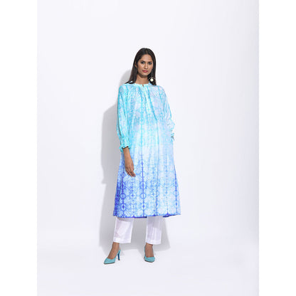 Swati Vijaivargie Blue And Purple Ombre Shibori Kurta