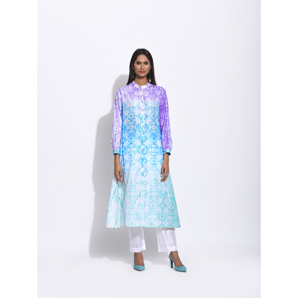 Swati Vijaivargie Purple And Blue Ombre Shibori Kurta