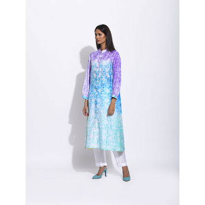Swati Vijaivargie Purple And Blue Ombre Shibori Kurta