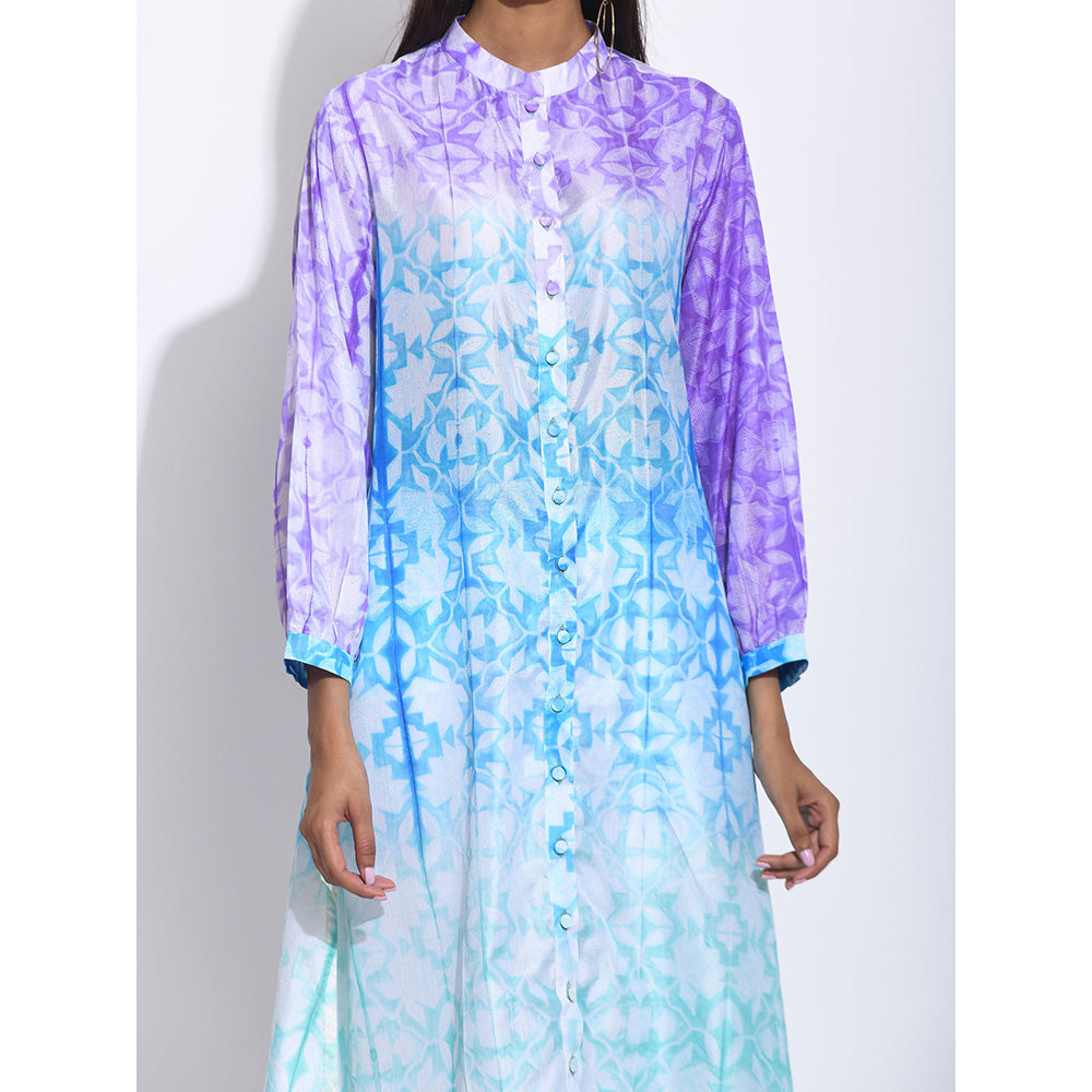 Swati Vijaivargie Purple And Blue Ombre Shibori Kurta