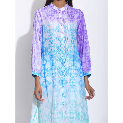 Swati Vijaivargie Purple And Blue Ombre Shibori Kurta