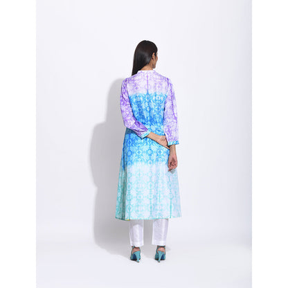 Swati Vijaivargie Purple And Blue Ombre Shibori Kurta