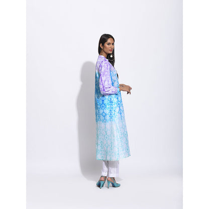 Swati Vijaivargie Purple And Blue Ombre Shibori Kurta