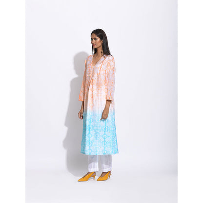 Swati Vijaivargie Orange And Blue Ombre Shibori Kurta