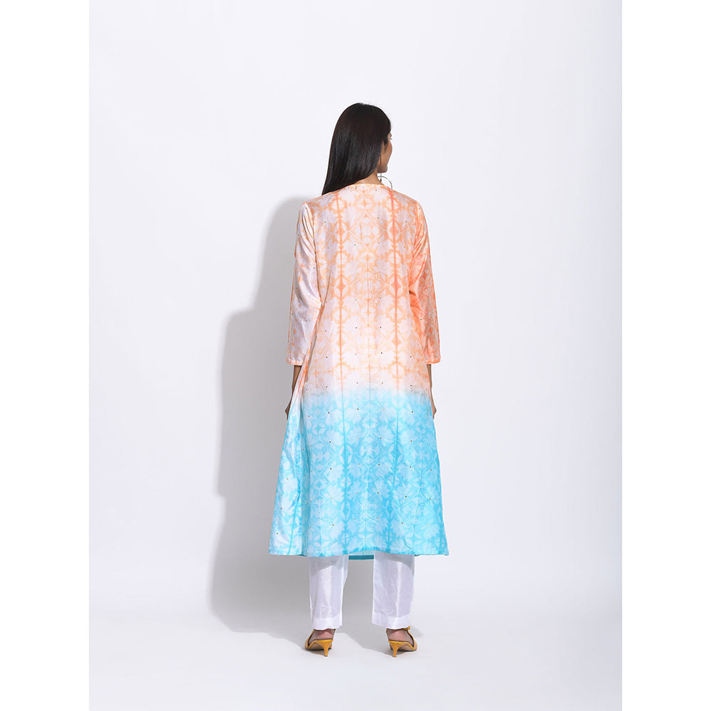 Swati Vijaivargie Orange And Blue Ombre Shibori Kurta