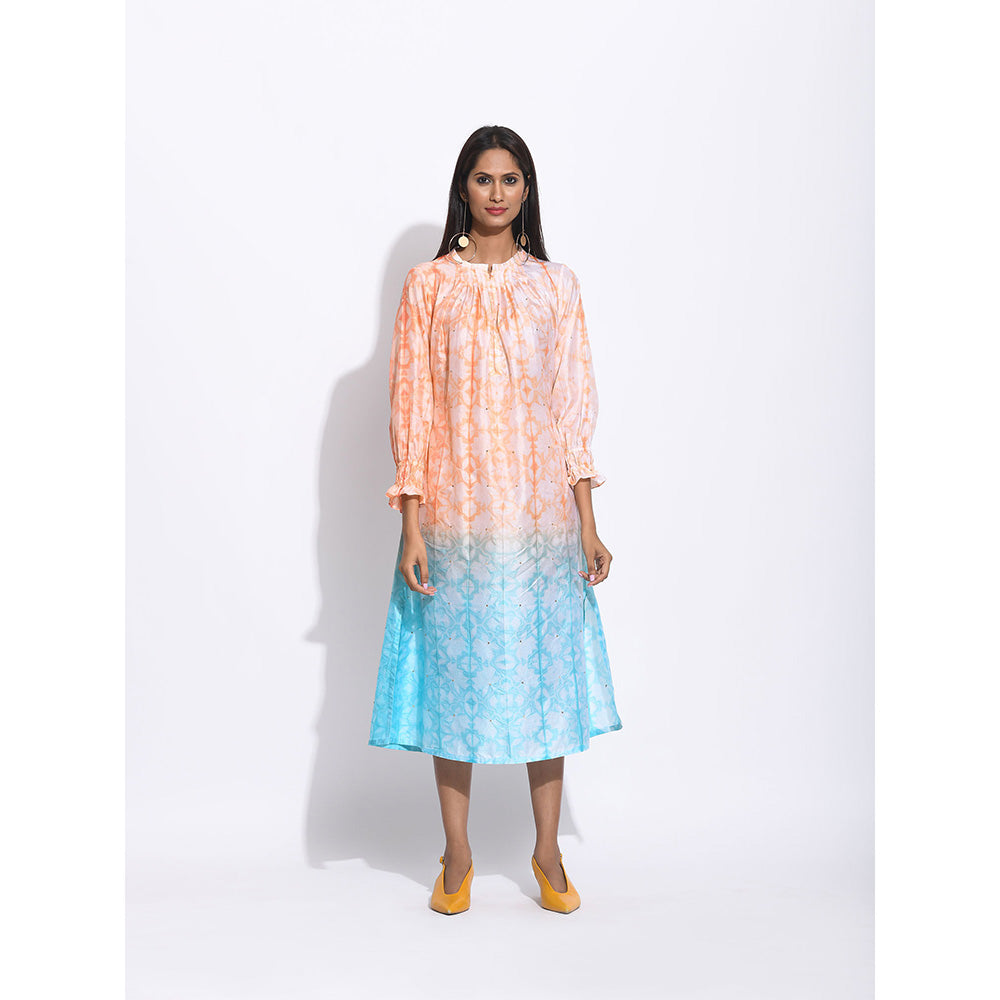 Swati Vijaivargie Orange And Blue Ombre Shibori Kurta