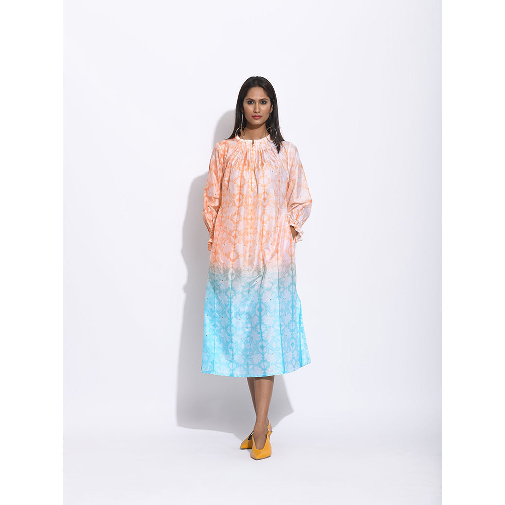 Swati Vijaivargie Orange And Blue Ombre Shibori Kurta