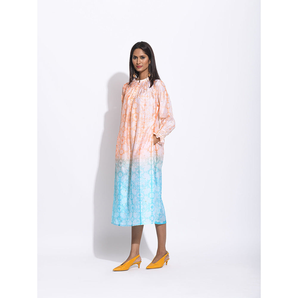 Swati Vijaivargie Orange And Blue Ombre Shibori Kurta