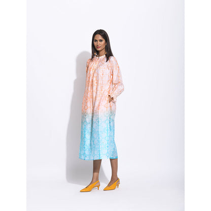 Swati Vijaivargie Orange And Blue Ombre Shibori Kurta