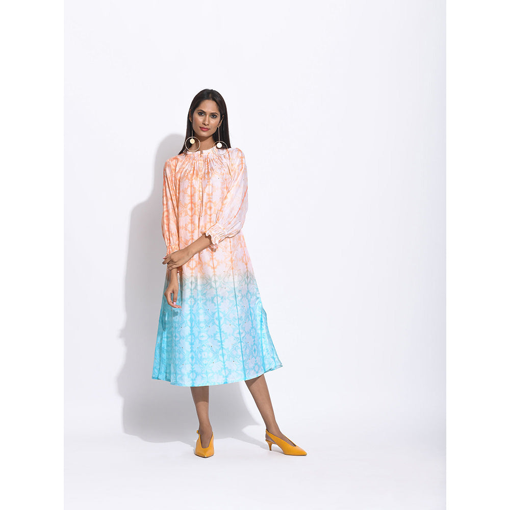 Swati Vijaivargie Orange And Blue Ombre Shibori Kurta