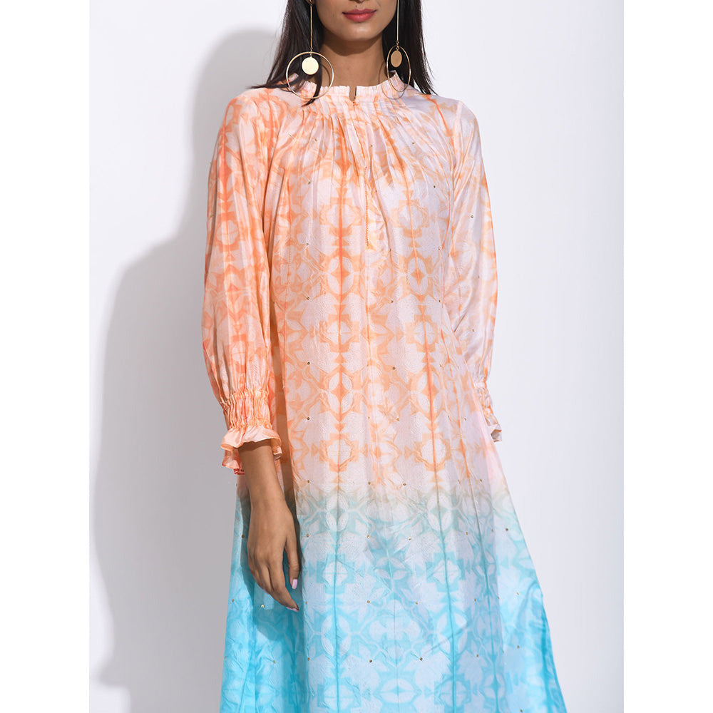 Swati Vijaivargie Orange And Blue Ombre Shibori Kurta