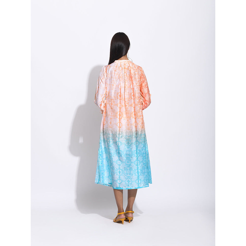 Swati Vijaivargie Orange And Blue Ombre Shibori Kurta